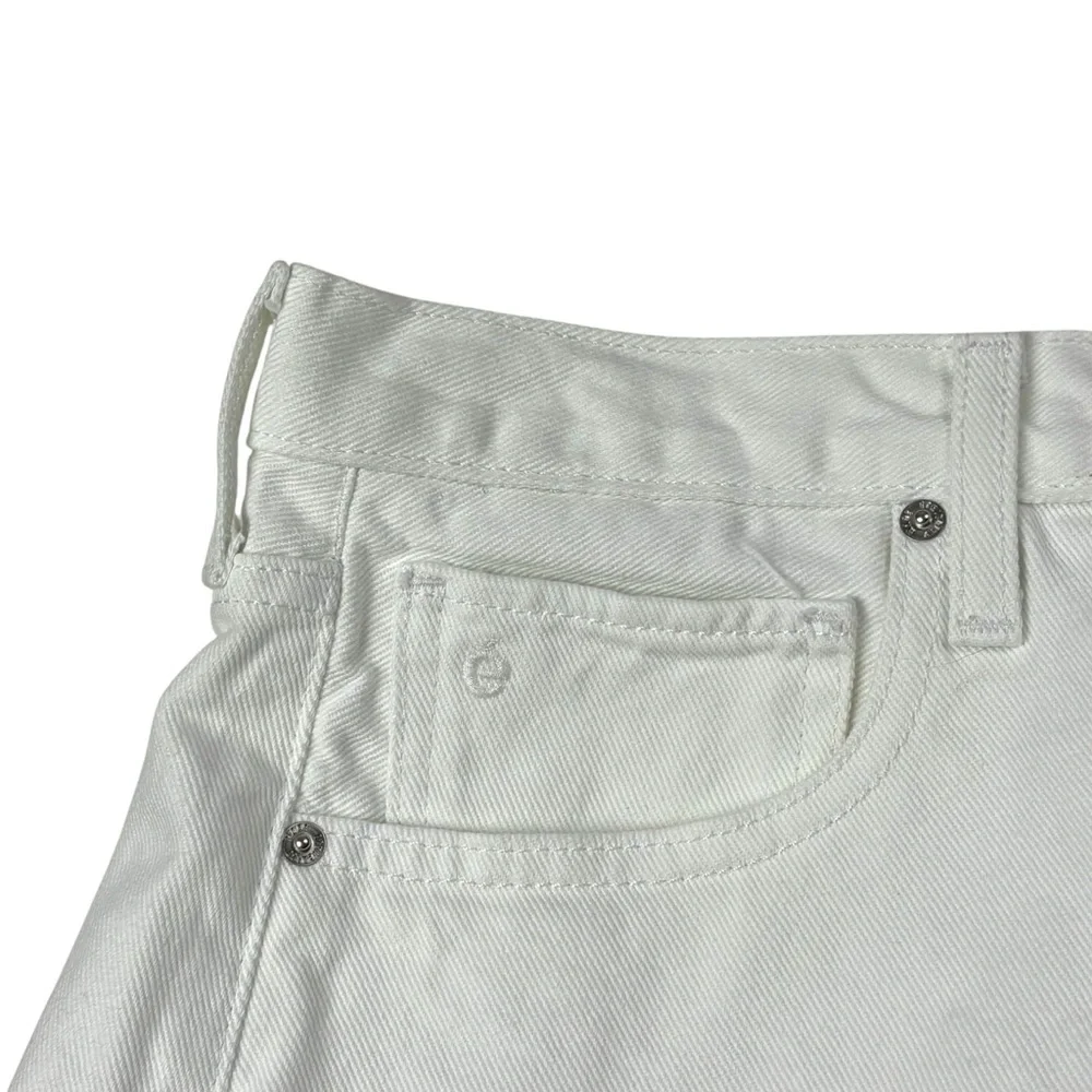 ETICA COTTON VINTAGE WHITE HAVEN HIGH RISE RELAXED RAW HEM BUTTON FLY SHORTS